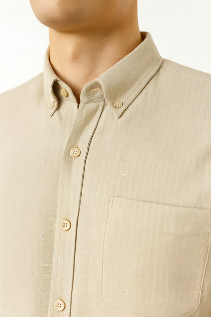 Premium Oxford Casual Half Shirt Beige
