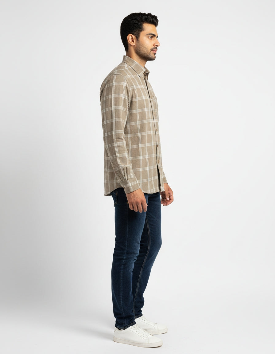 Men's Olive Drab Windowpane Check Shirt