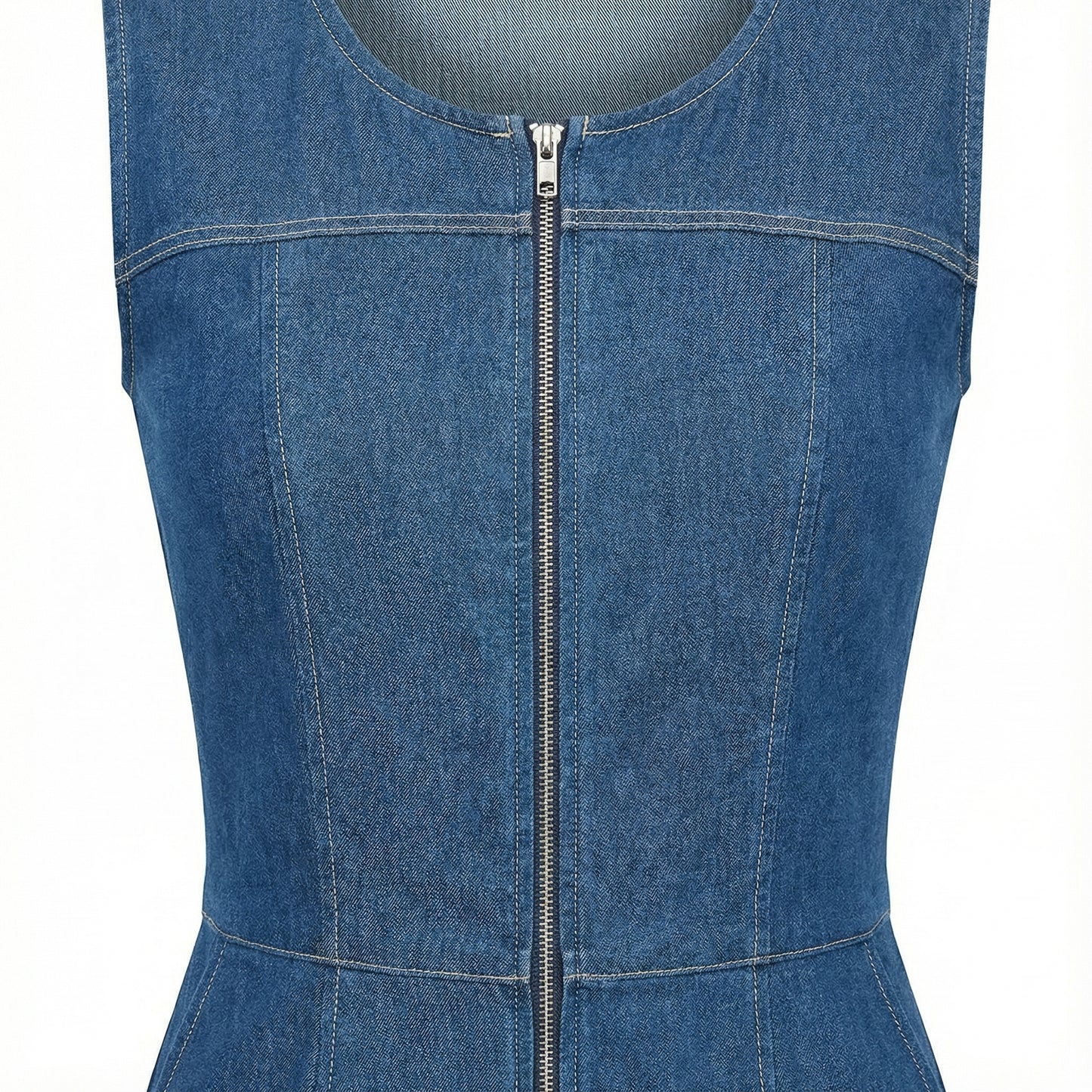 Sleek Utility Denim Jumpsuit – Indigo Wash