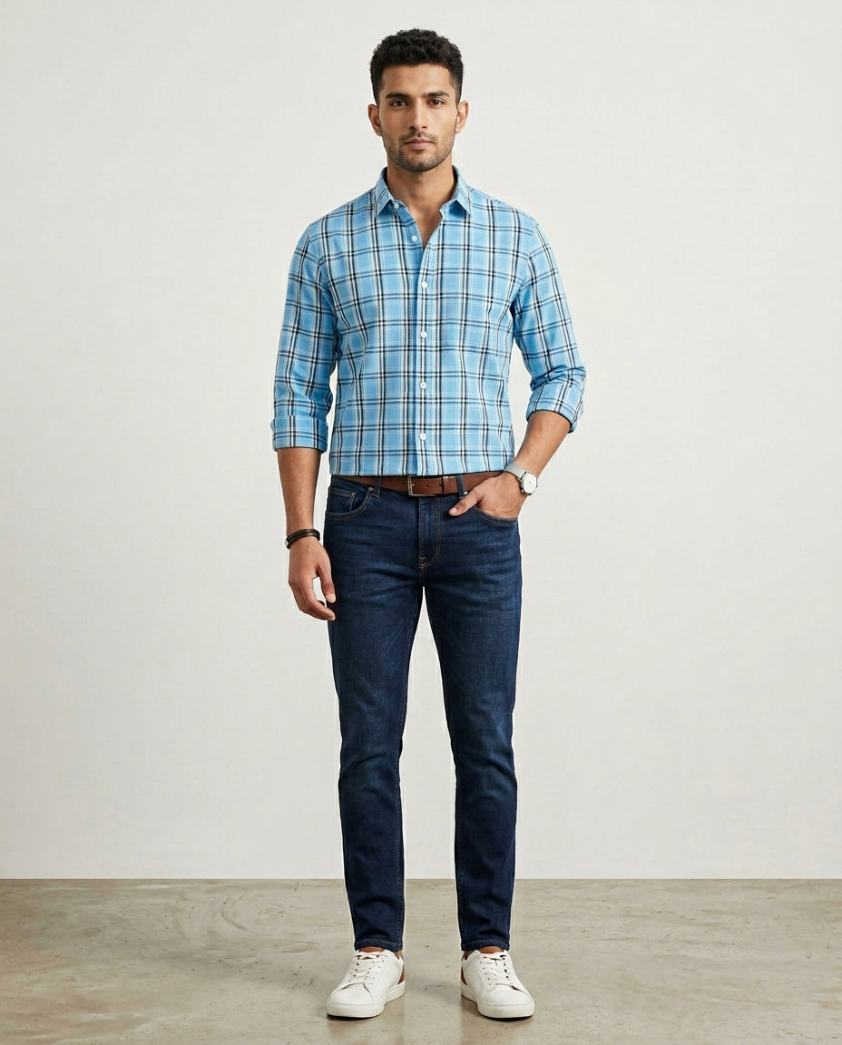 Olive Drab Windowpane Check Shirt