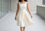 Timeless Elegance Ivory Pleated Midi Short Dress | Cool Bee