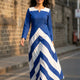 Elegant Midnight &amp; Marble Chevron Gown
