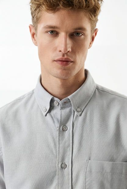 Premium Oxford Casual Half Shirt Grey