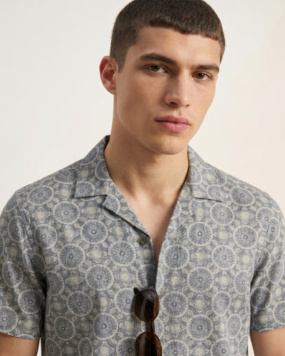 Cool Bee Mandala SS Shirt for Men - Premium Mercerised Cotton Spread Collar Shirt India - Side View