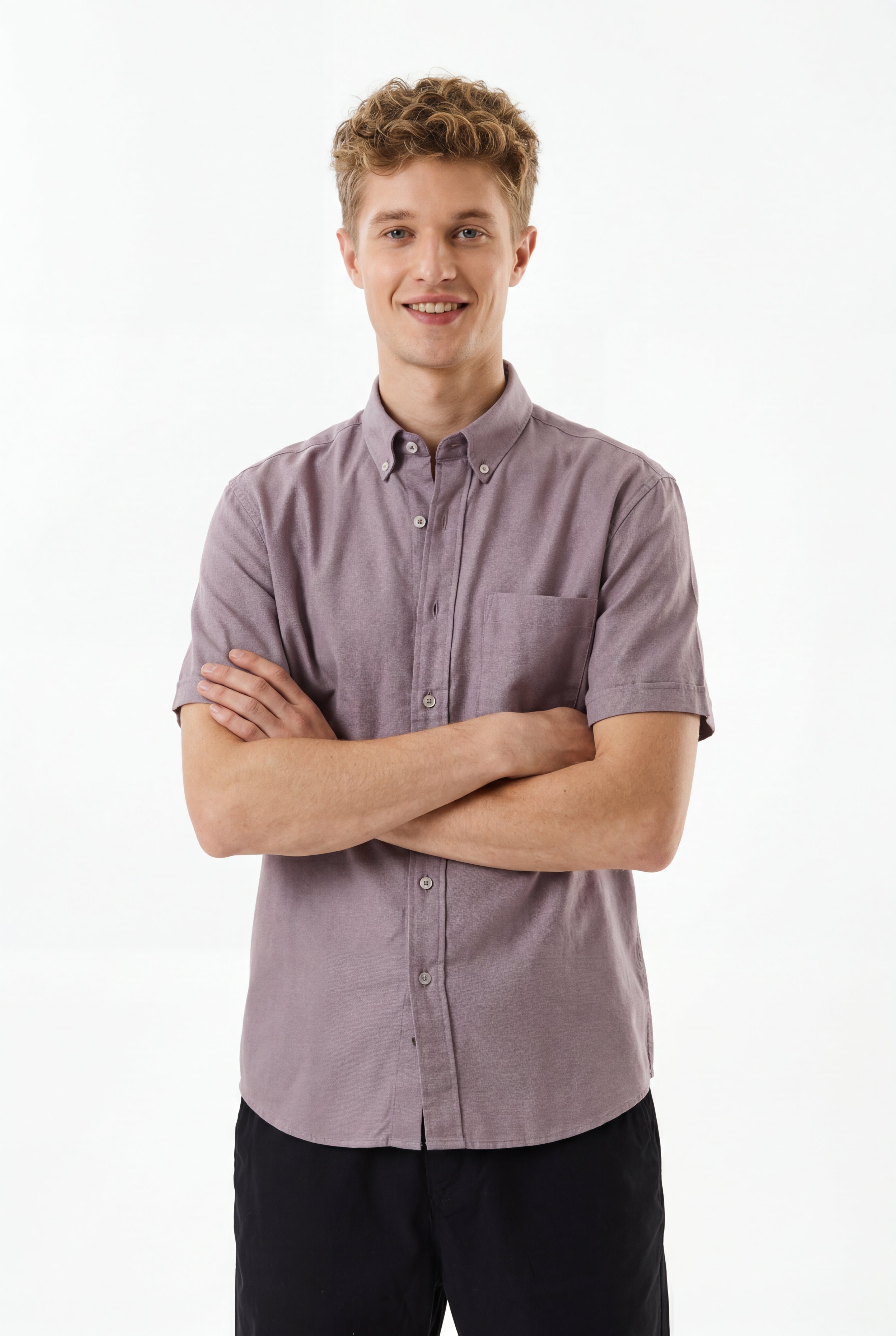Cool Bee Premium Oxford Casual Half Shirt Maroon for Men - Maroon Premium Half Sleeve Oxford Shirt India - Lifestyle View