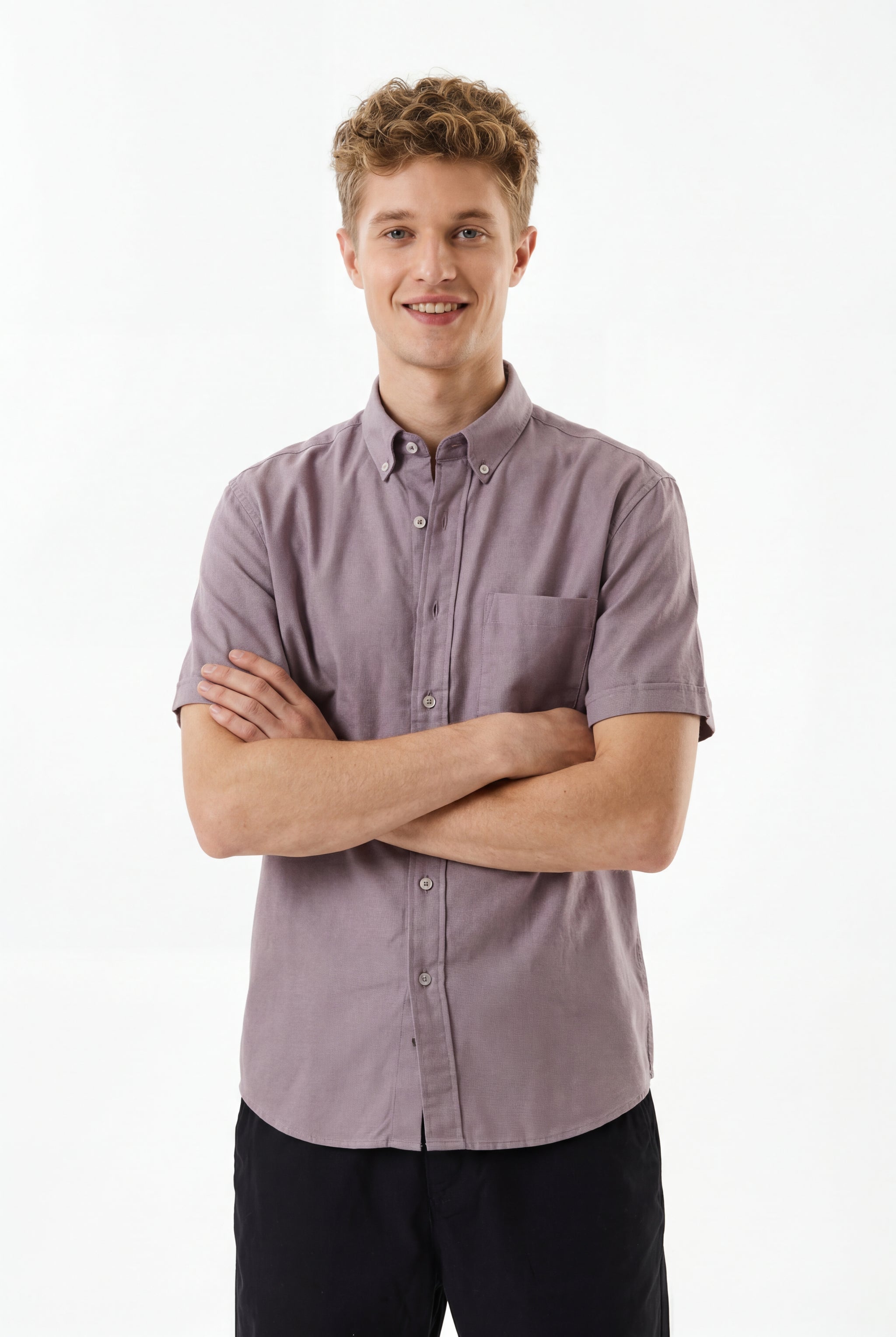 Cool Bee Premium Oxford Casual Half Shirt Maroon for Men - Maroon Premium Half Sleeve Oxford Shirt India - Lifestyle View