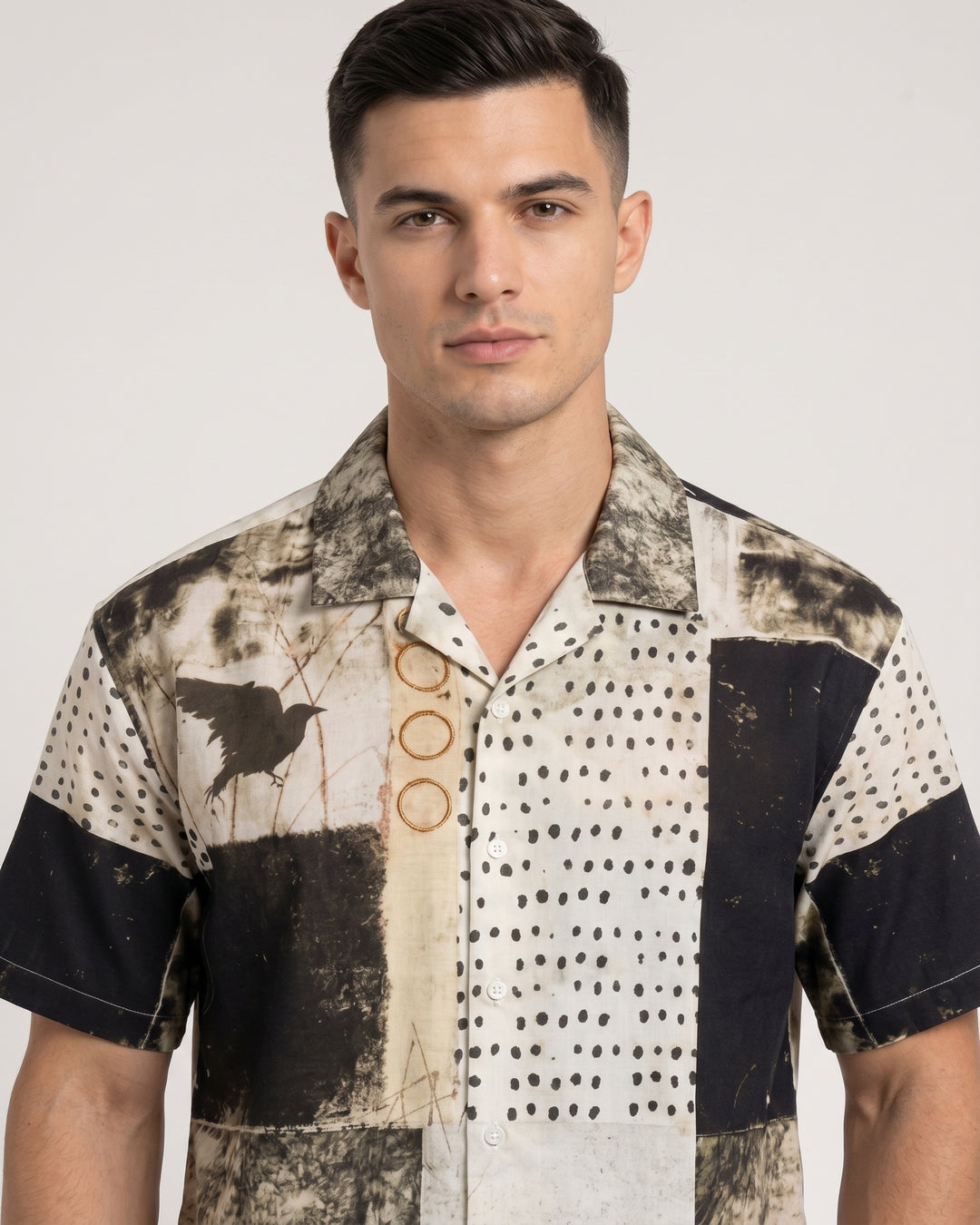 Cool Bee Charcoal Gridlock Camp Shirt for Men - Premium Mercerised Cotton Spread Collar Shirt India - Lifestyle View