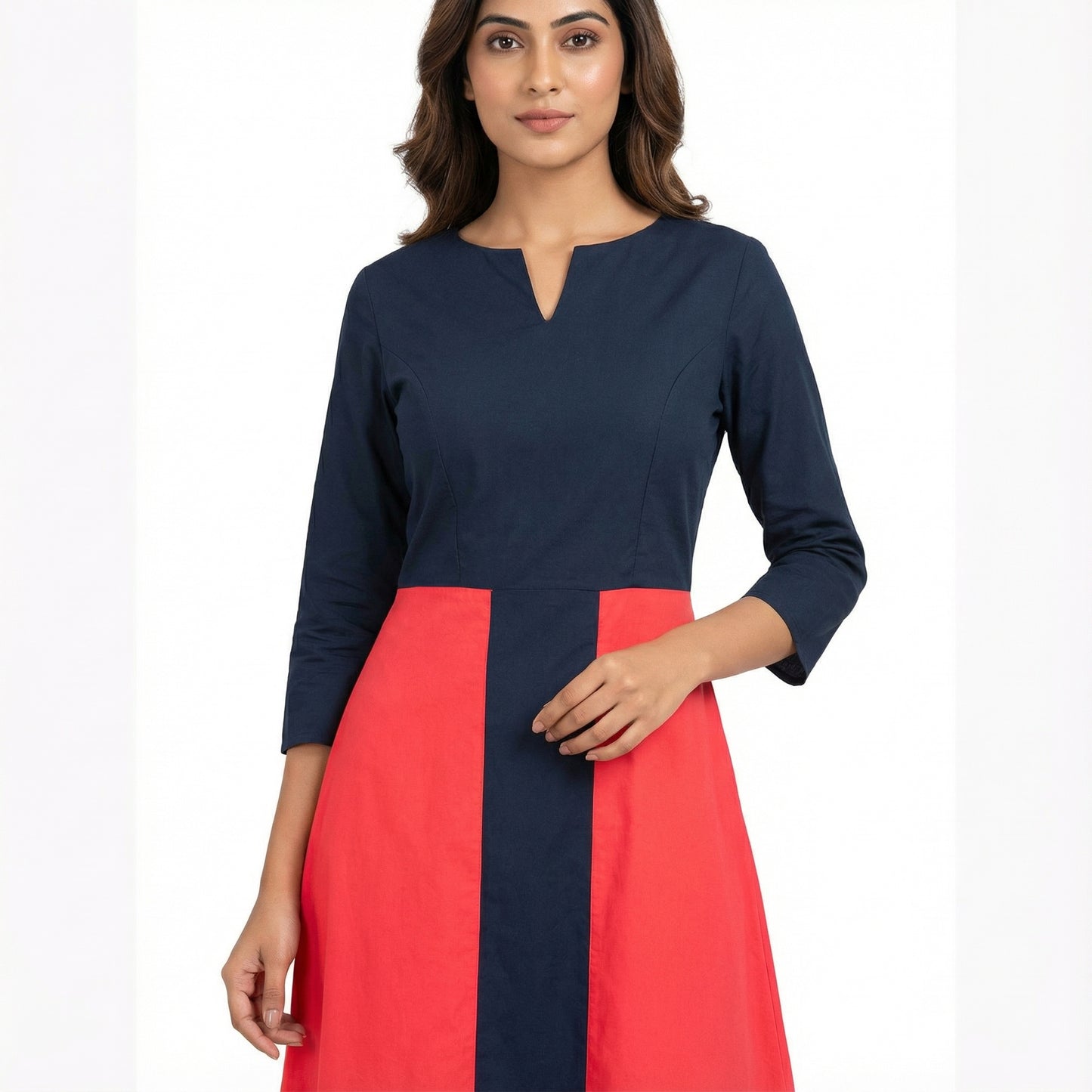 Midnight & Coral Column Dress Red Black