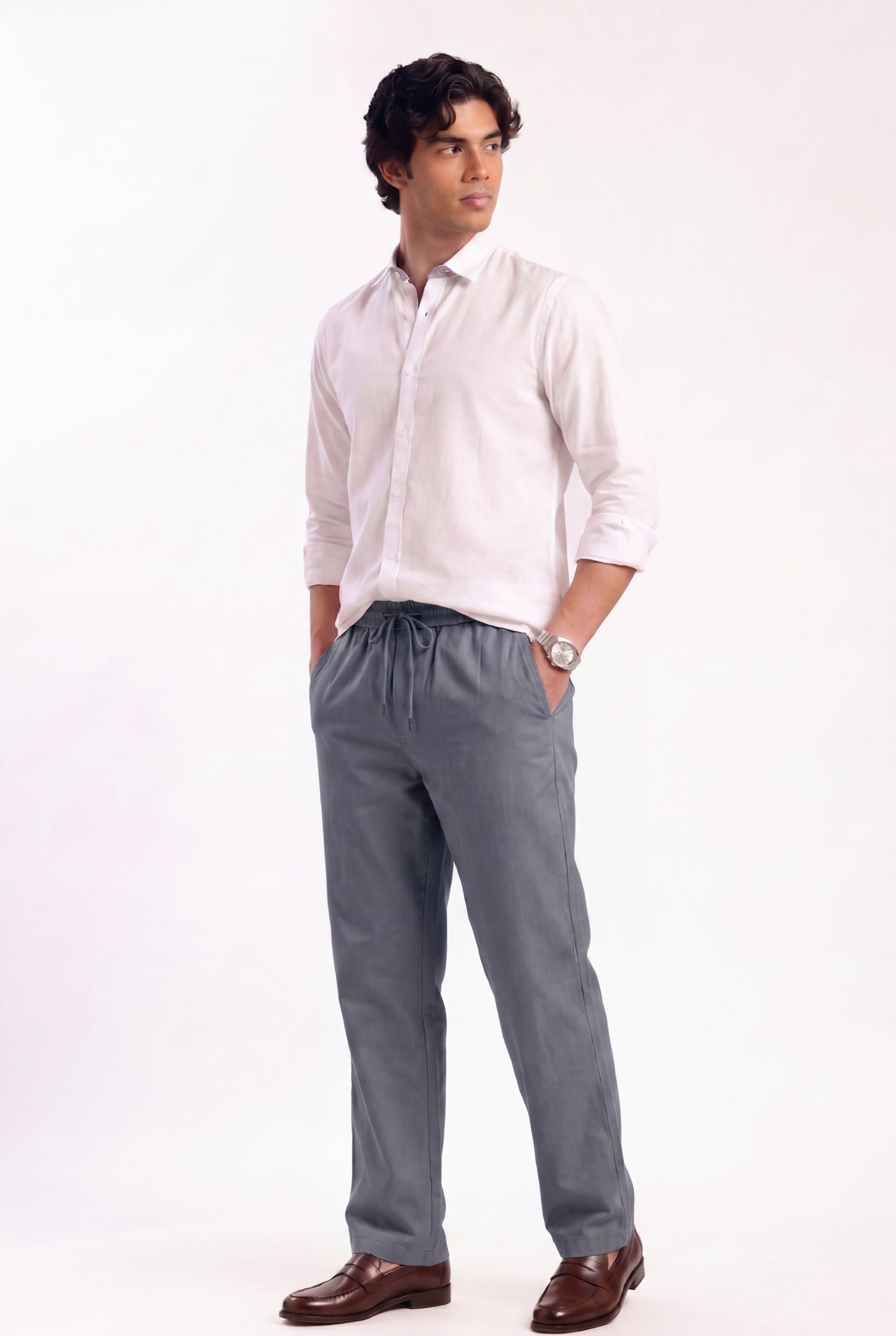Linen Travel Pants Blue