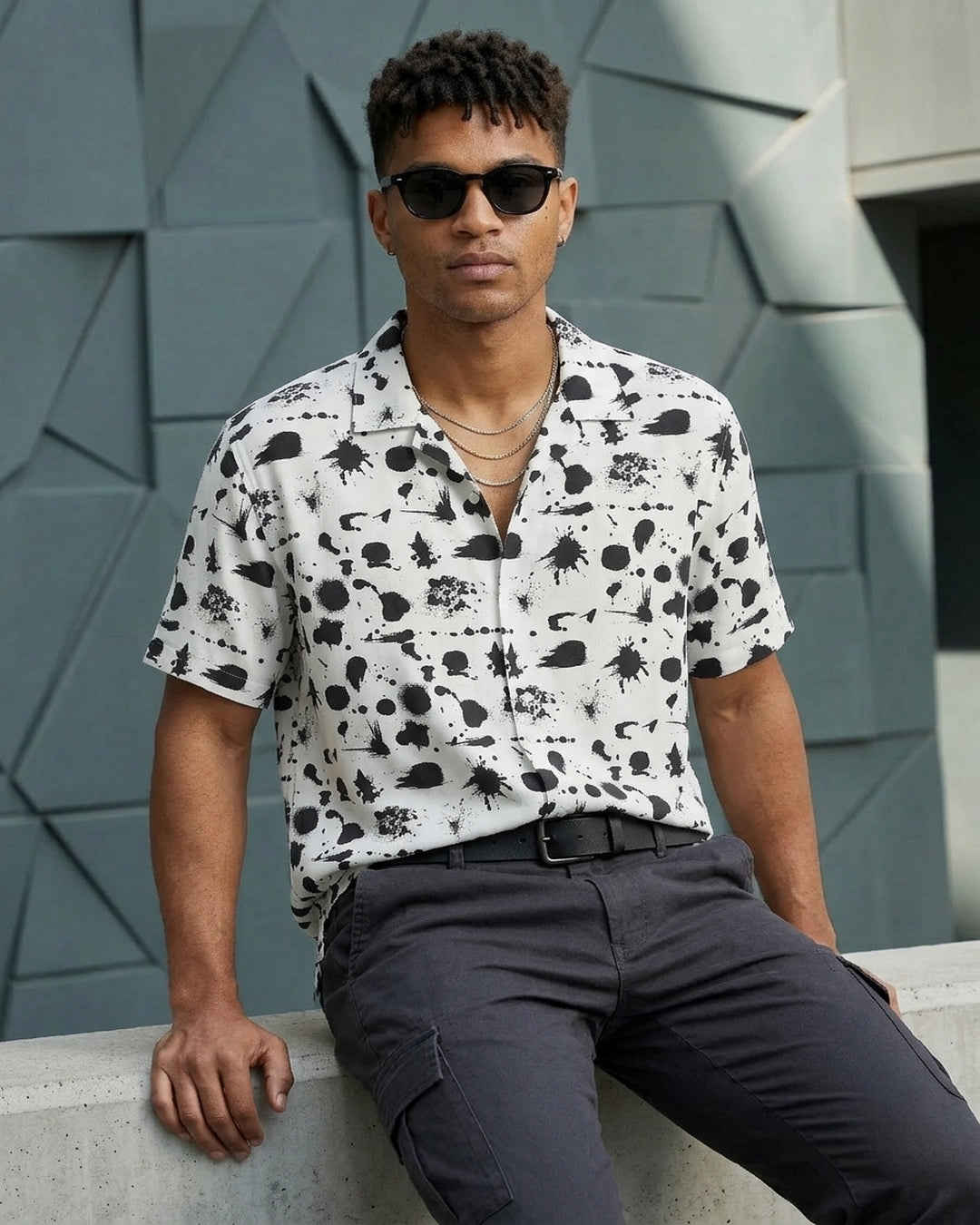 Stark Splatter Cuban Camp Shirt