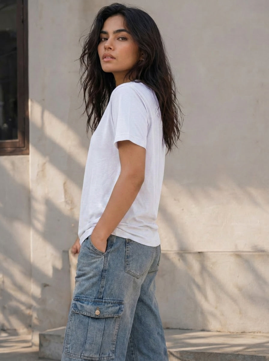 Cool Bee Regular Fit Tees Women for Women - Women Regular Fit Casual Tee India - Back View