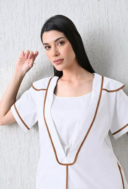 Monochrome Geometric Statement Dress White