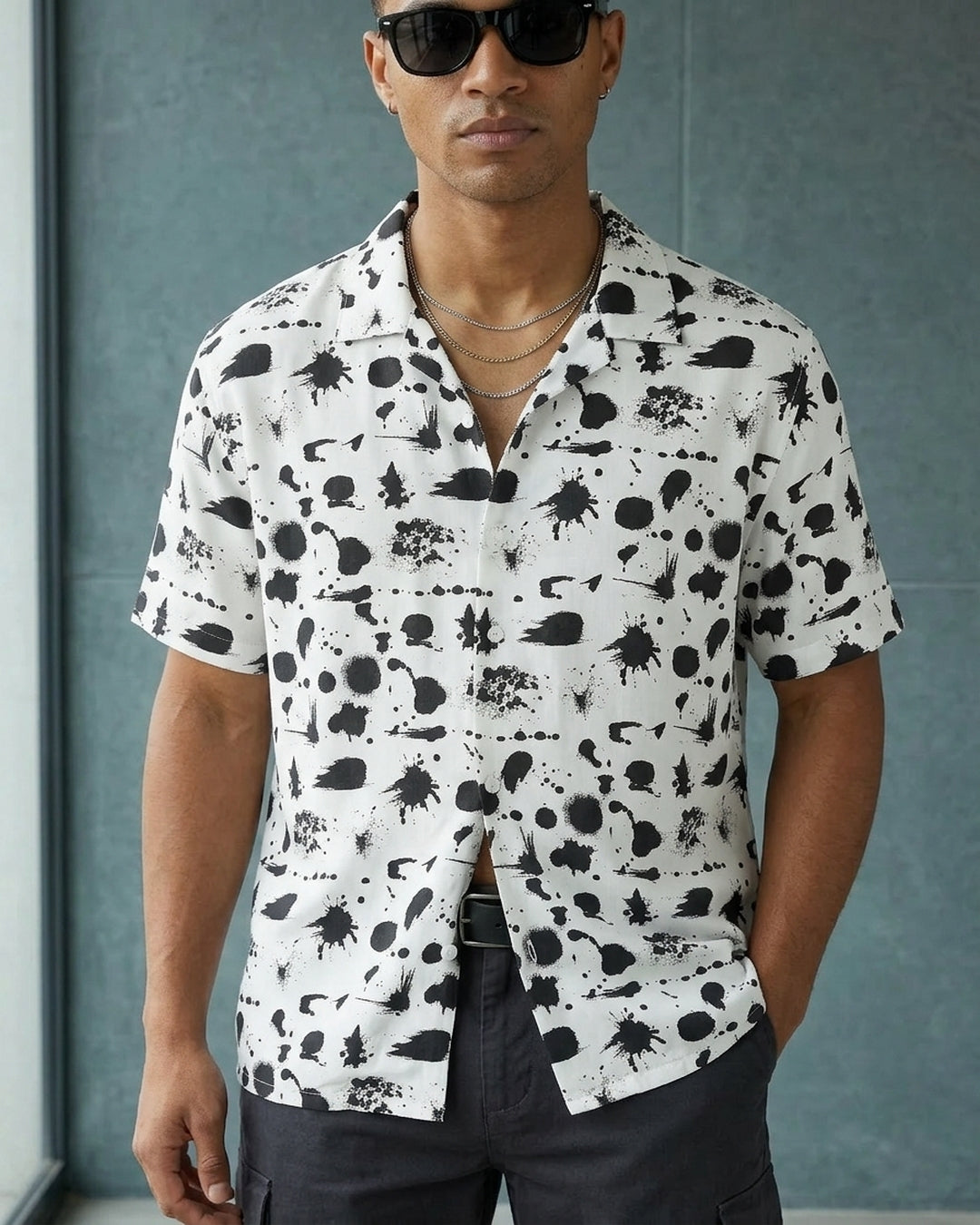 Stark Splatter Cuban Camp Shirt