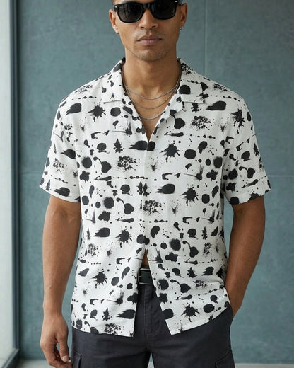 Stark Splatter Cuban Camp Shirt