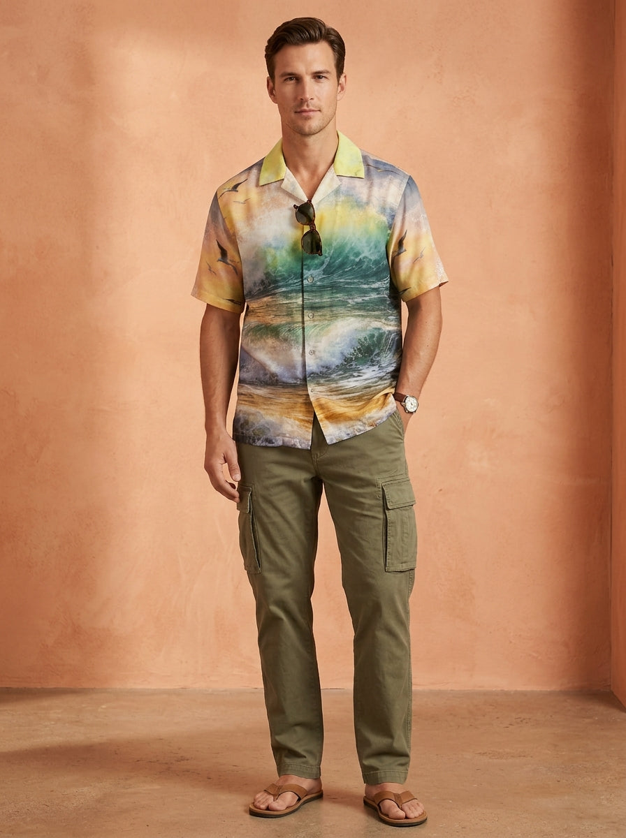 Cool Bee Botanical Tiger Canvas Shirt for Men - Premium Mercerised Cotton Spread Collar Shirt India - Back View