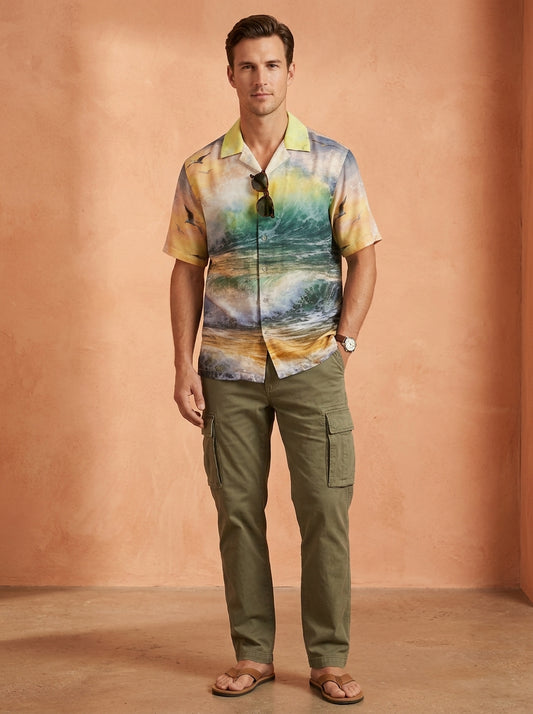 Cool Bee Botanical Tiger Canvas Shirt for Men - Premium Mercerised Cotton Spread Collar Shirt India - Back View