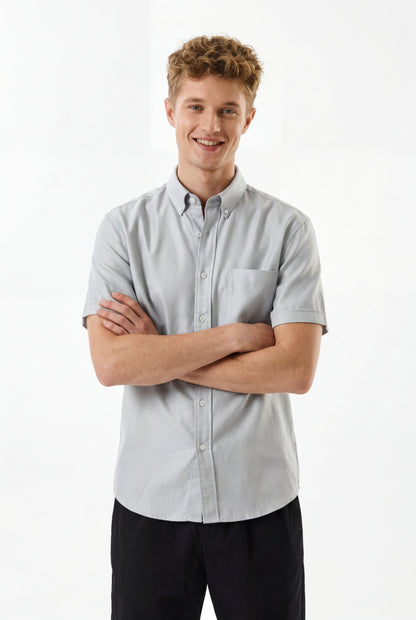 Premium Oxford Casual Half Shirt Grey