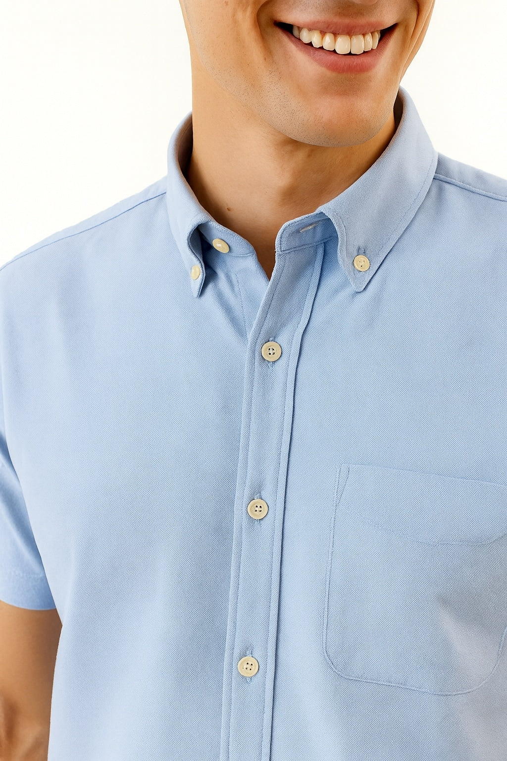 Cool Bee Premium Oxford Casual Half Shirt Light Blue for Men - Premium Half Sleeve Casual Shirt India - Lifestyle View