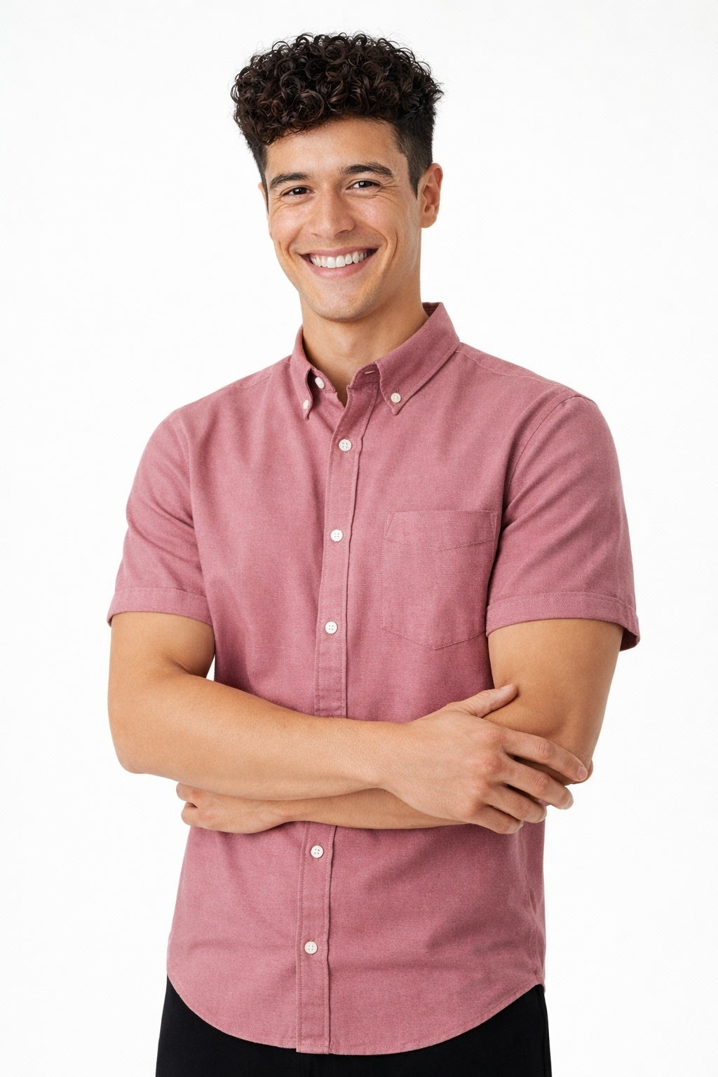 Premium Oxford Casual Half Shirt Raspberry Red