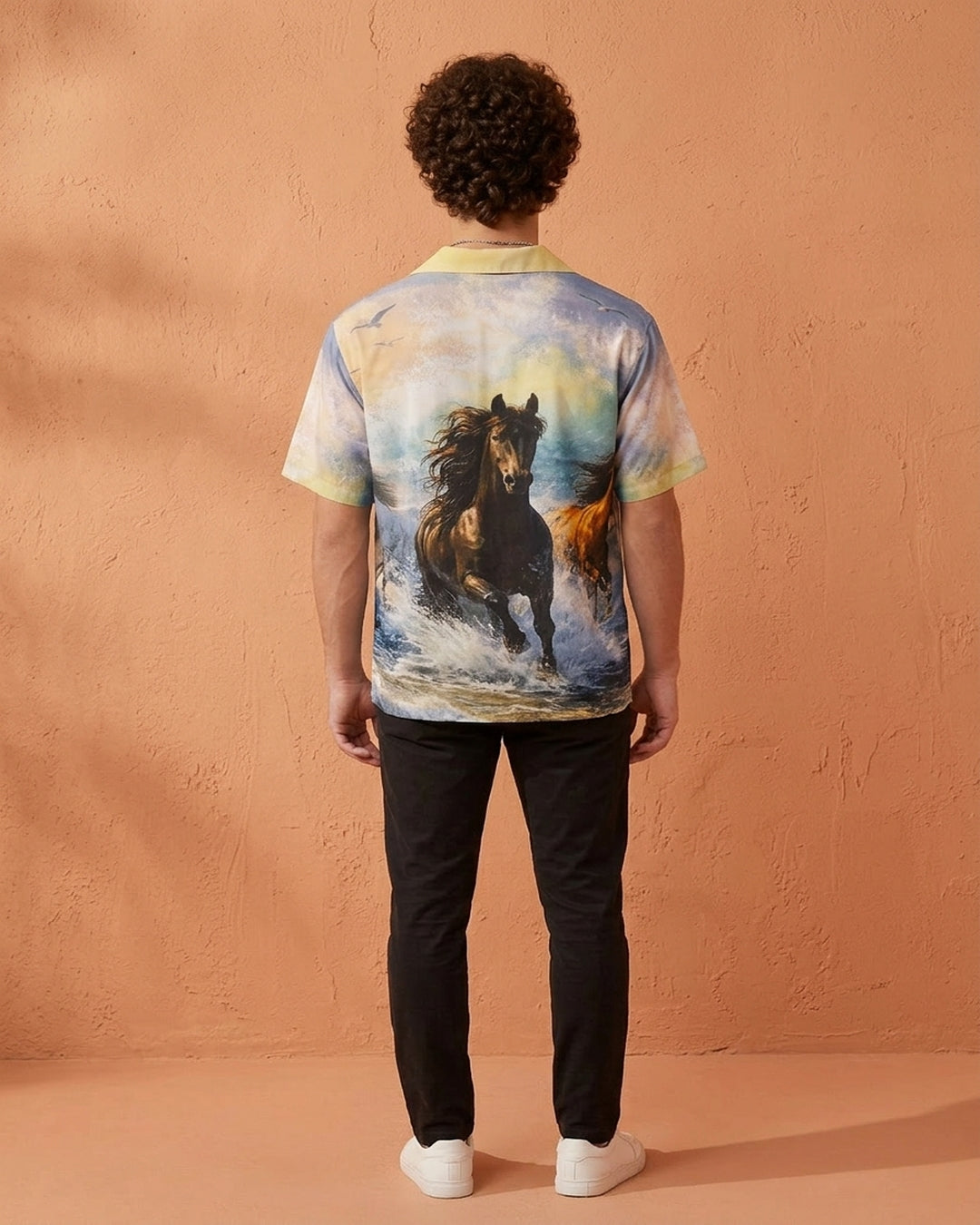 Cool Bee Ethereal Crest Camp Shirt for Men - Premium Mercerised Cotton Spread Collar Shirt India - Side View