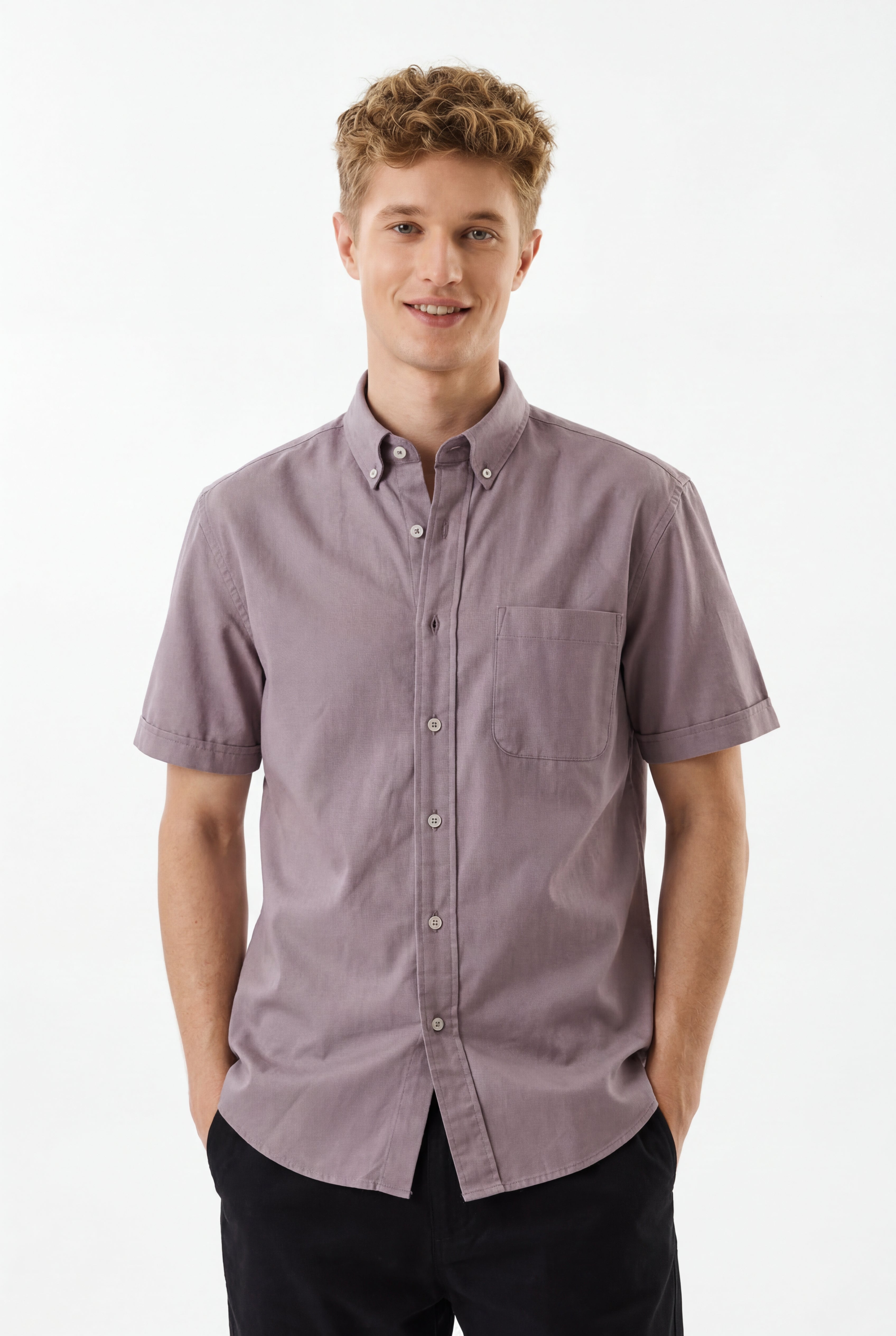 Cool Bee Premium Oxford Casual Half Shirt Maroon for Men - Maroon Premium Half Sleeve Oxford Shirt India