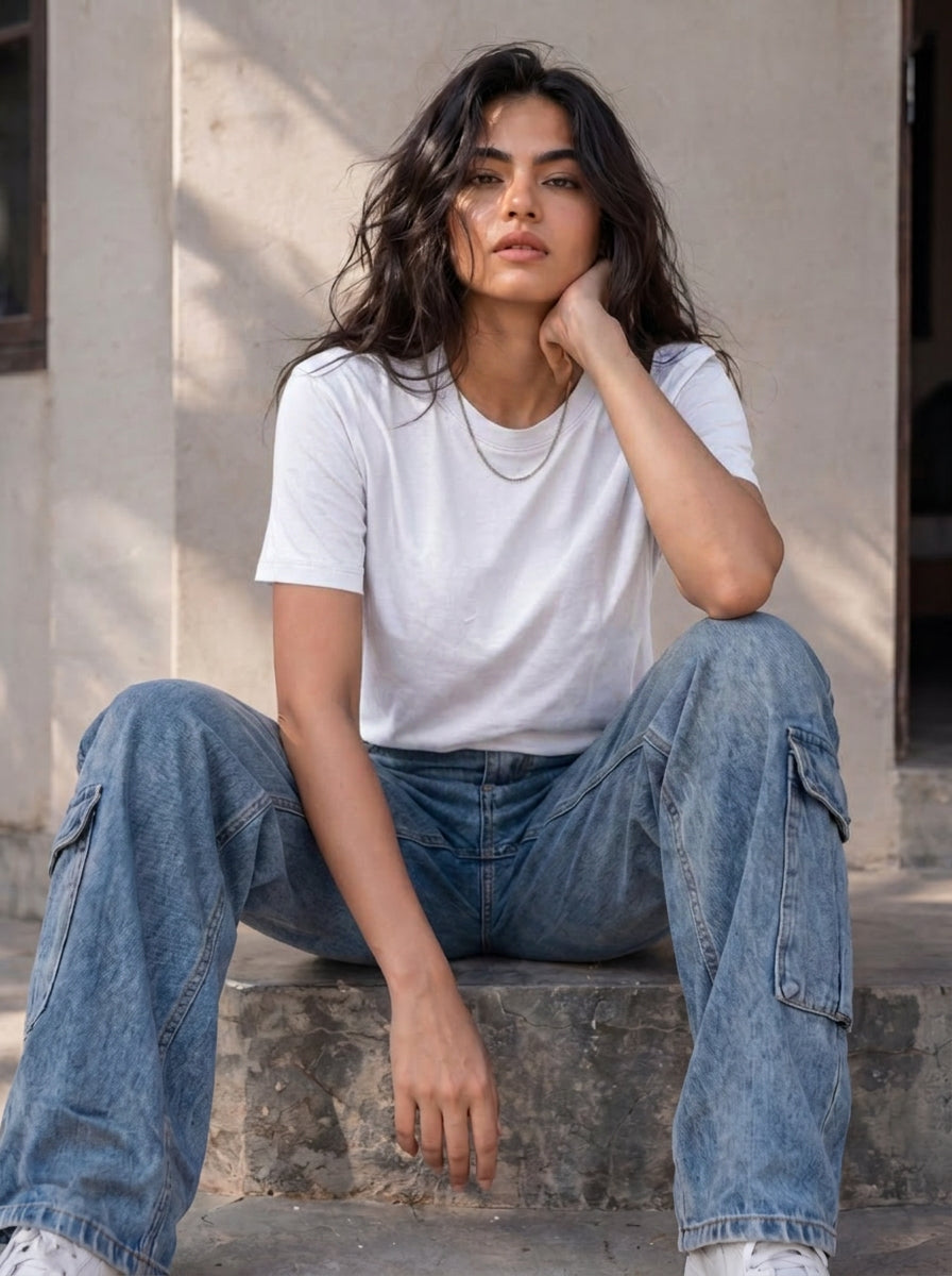 Cool Bee Regular Fit Tees Women for Women - Women Regular Fit Casual Tee India - Lifestyle View