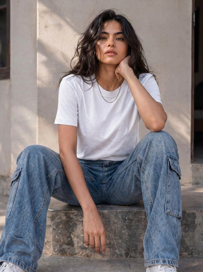 Cool Bee Regular Fit Tees Women for Women - Women Regular Fit Casual Tee India - Lifestyle View