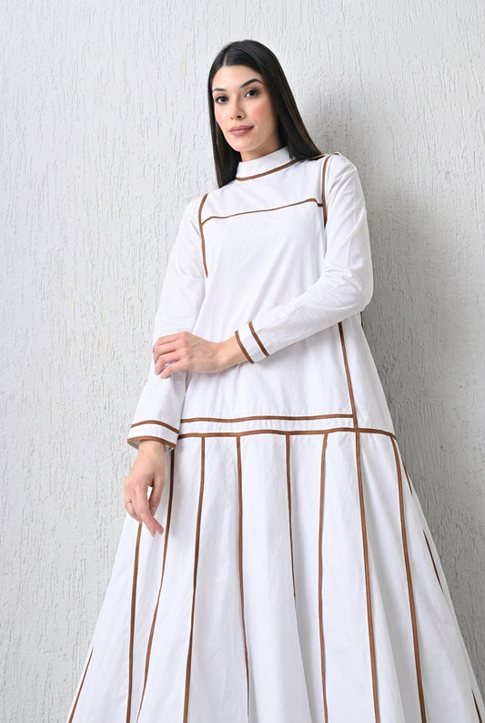 Linear Edge Gown White