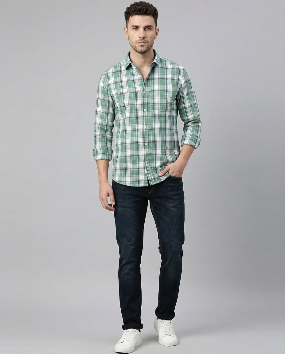 Highland Olive Windowpane  Check Shirt