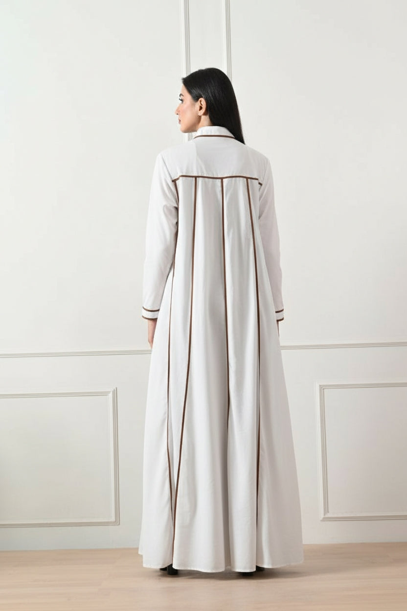 Geometric Paneled High-Low Gown White