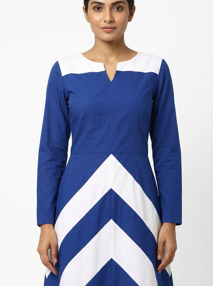 Elegant Midnight &amp; Marble Chevron Gown