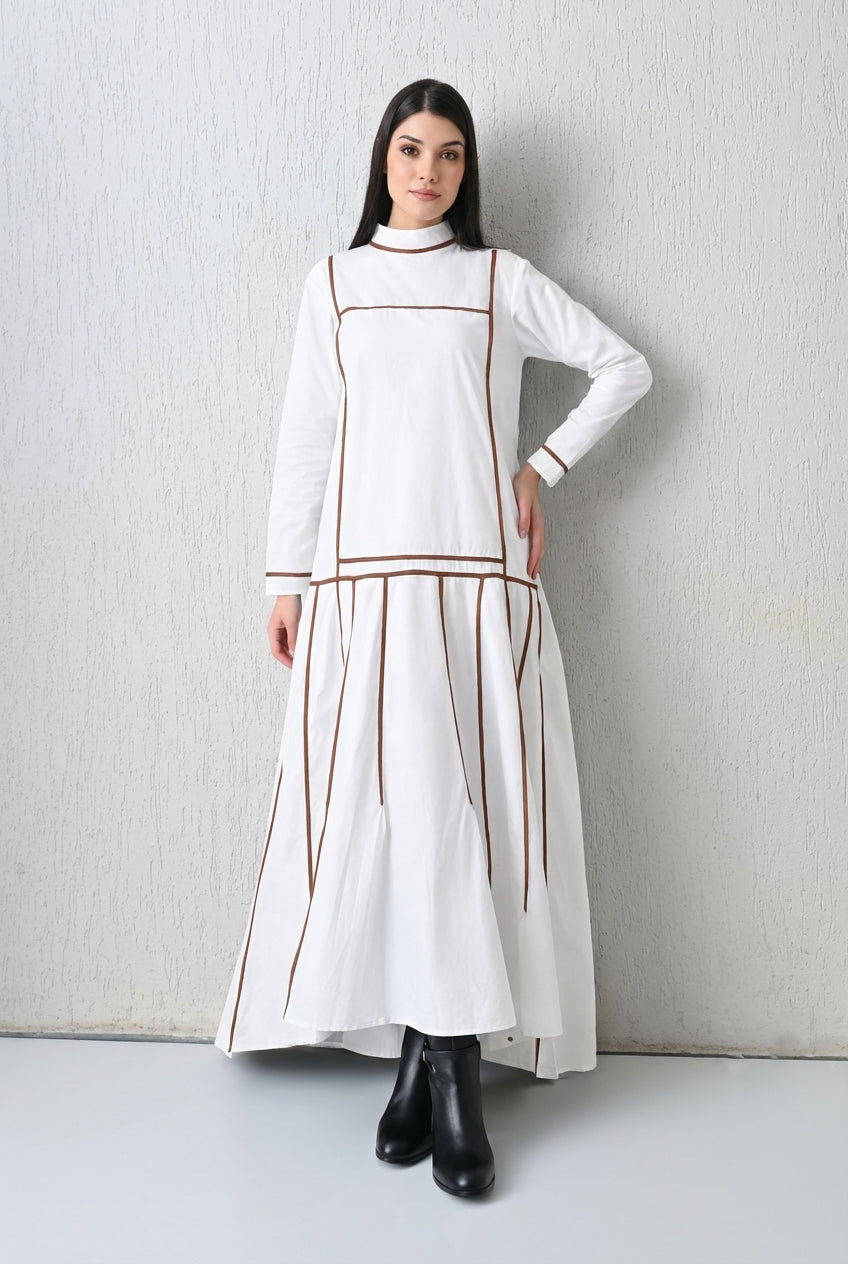 Linear Edge Gown White