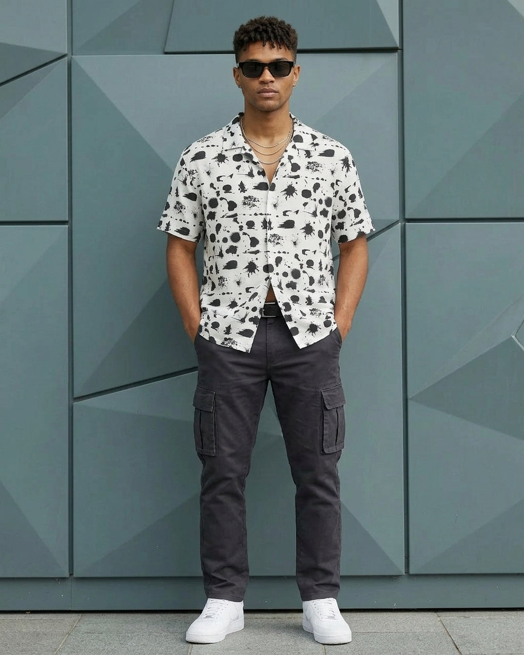 Stark Splatter Cuban Camp Shirt