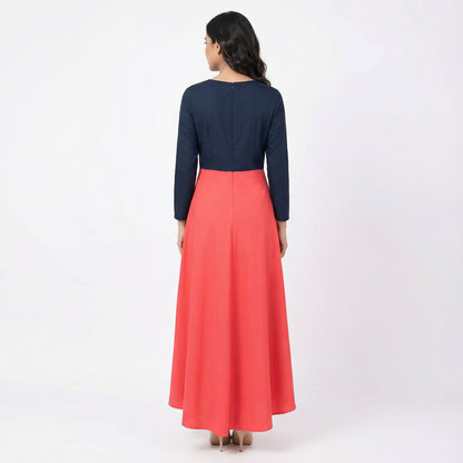 Midnight & Coral Column Dress Red Black