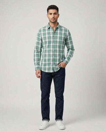 Highland Olive Windowpane  Check Shirt