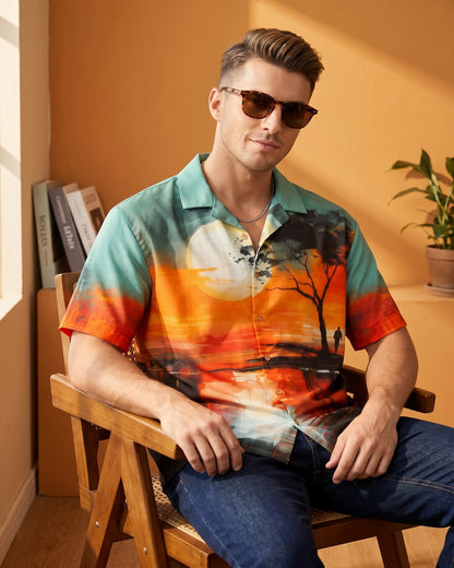 Cool Bee Amber Skies Camp Shirt for Men - Premium Mercerised Cotton Spread Collar Shirt India - Side View