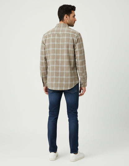 Men's Olive Drab Windowpane Check Shirt