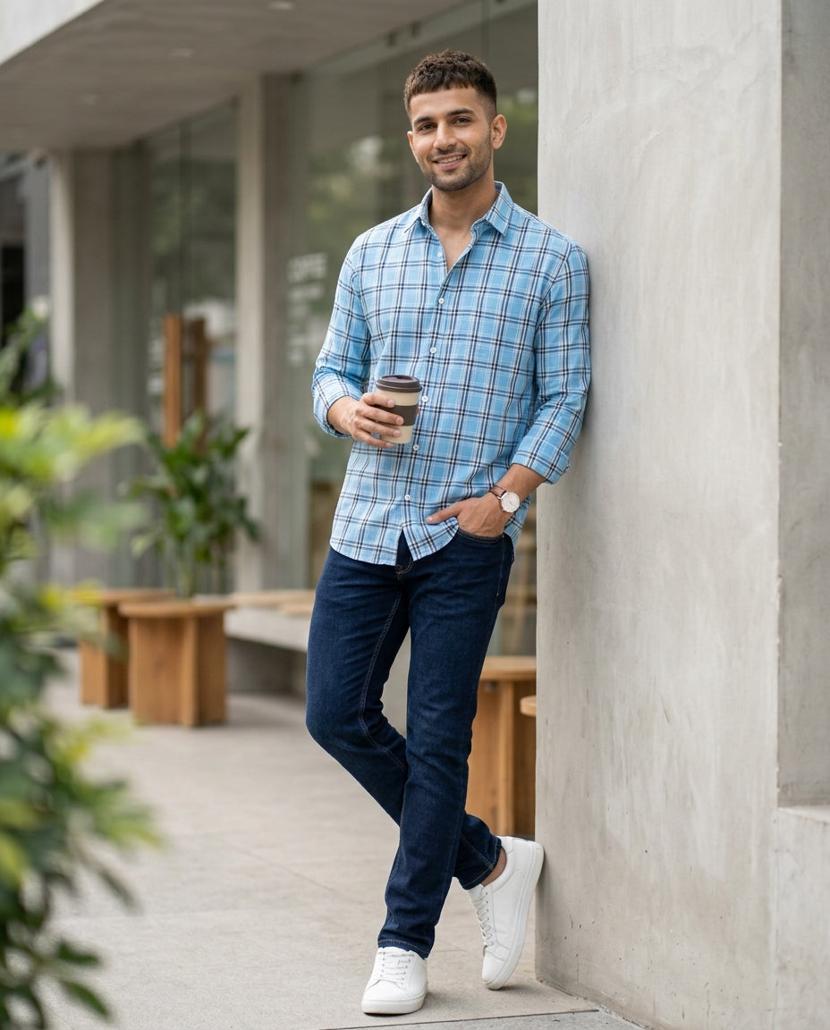 Olive Drab Windowpane Check Shirt