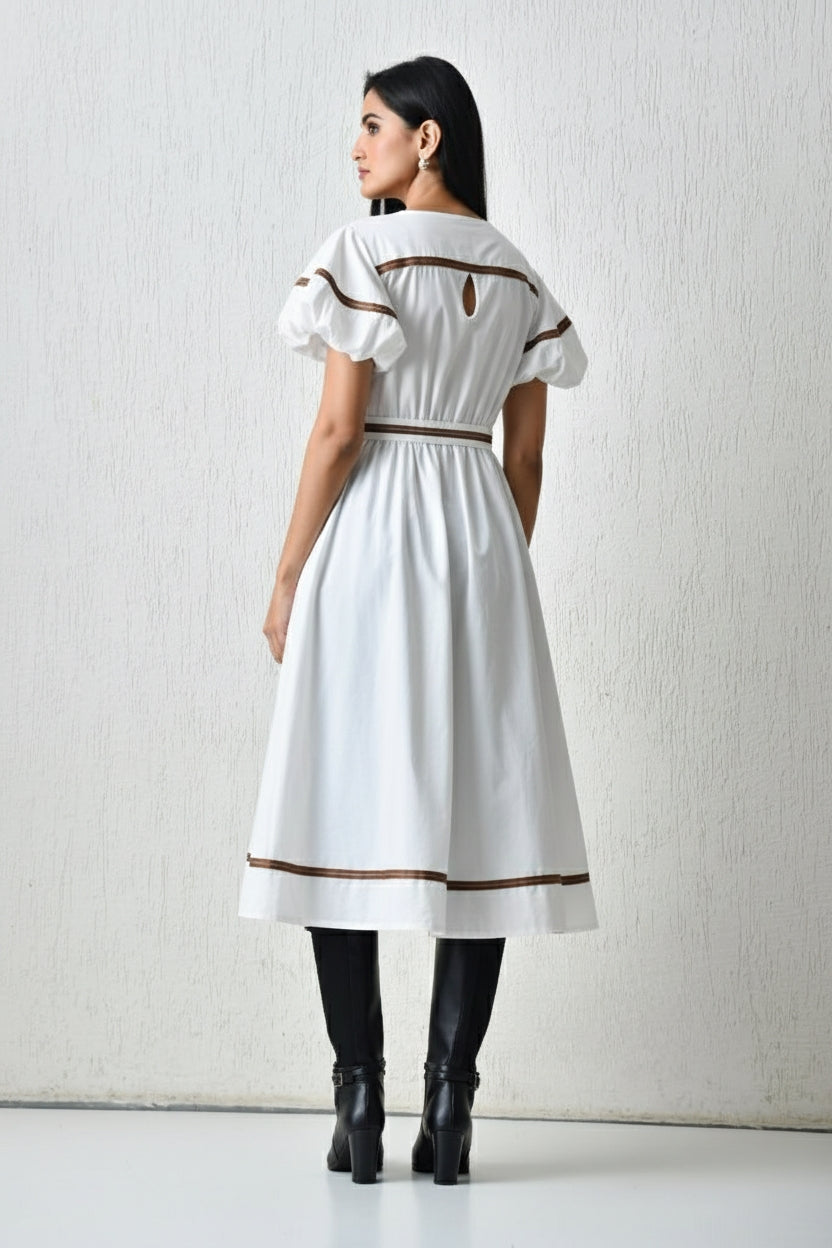 Artisan Contrast Shirtdress White