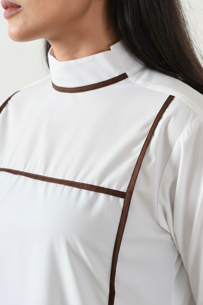 Geometric Paneled High-Low Gown White