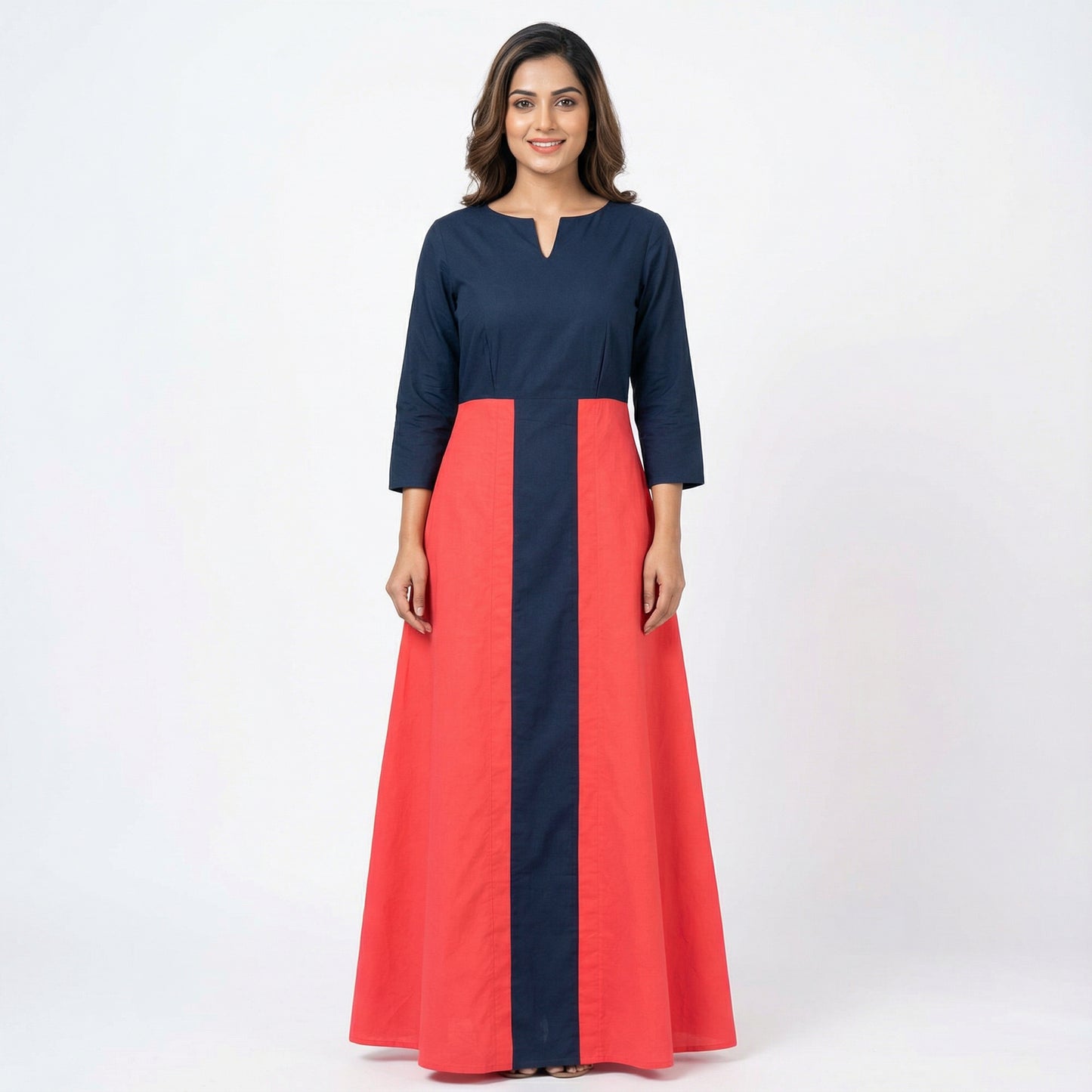 Midnight & Coral Column Dress Red Black