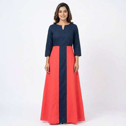 Midnight & Coral Column Dress Red Black