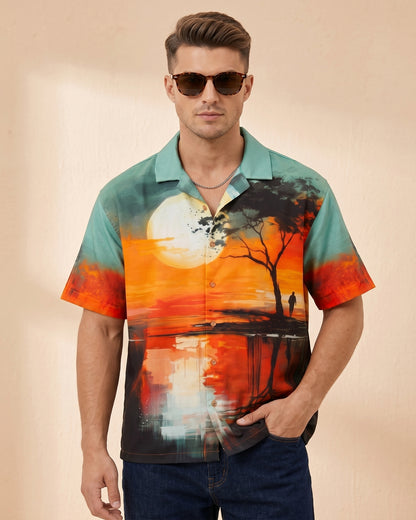Cool Bee Amber Skies Camp Shirt for Men - Premium Mercerised Cotton Spread Collar Shirt India - Front View