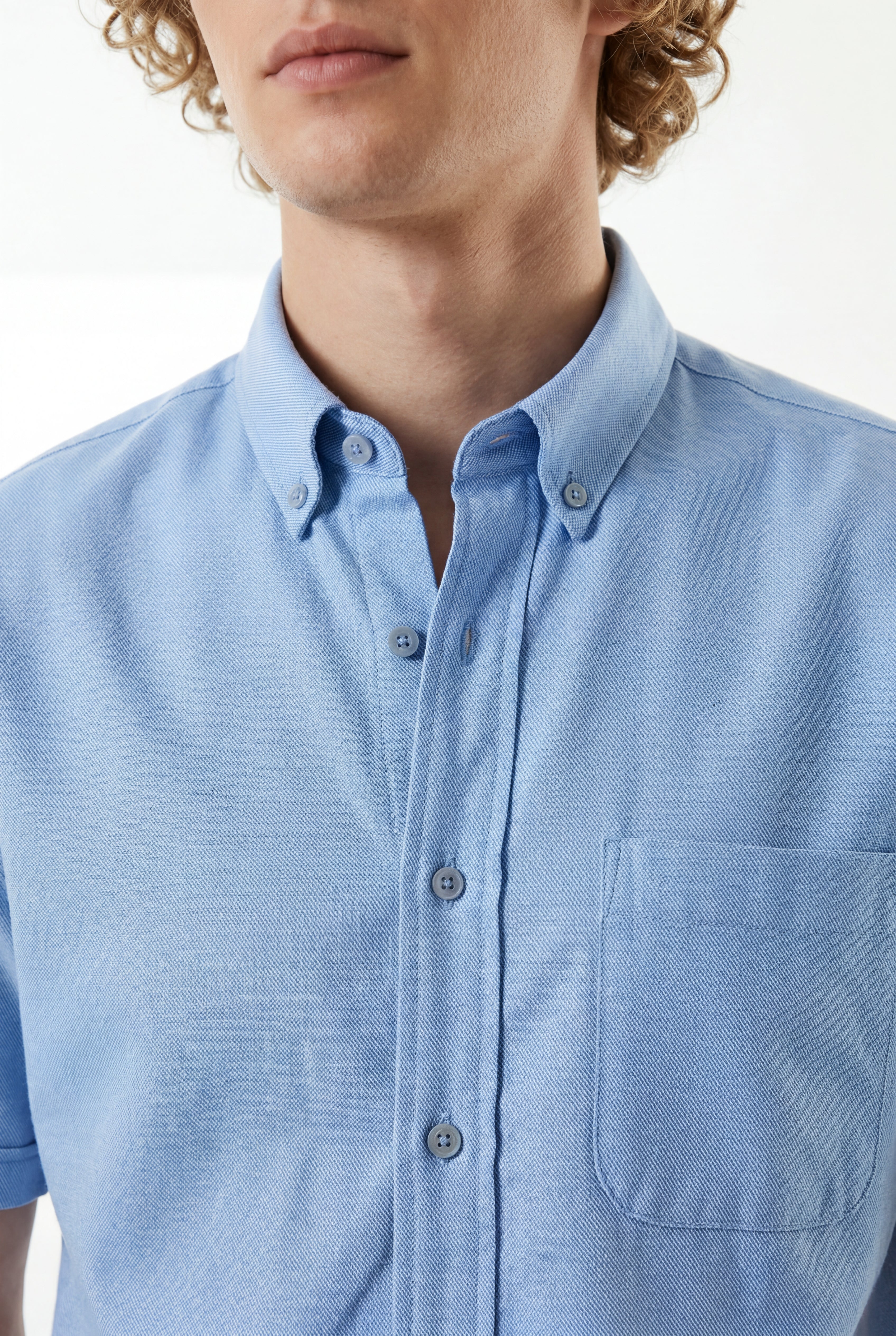 Cool Bee Premium Oxford Casual Half Shirt Blue for Men - Blue Premium Half Sleeve Oxford Shirt India - Lifestyle View