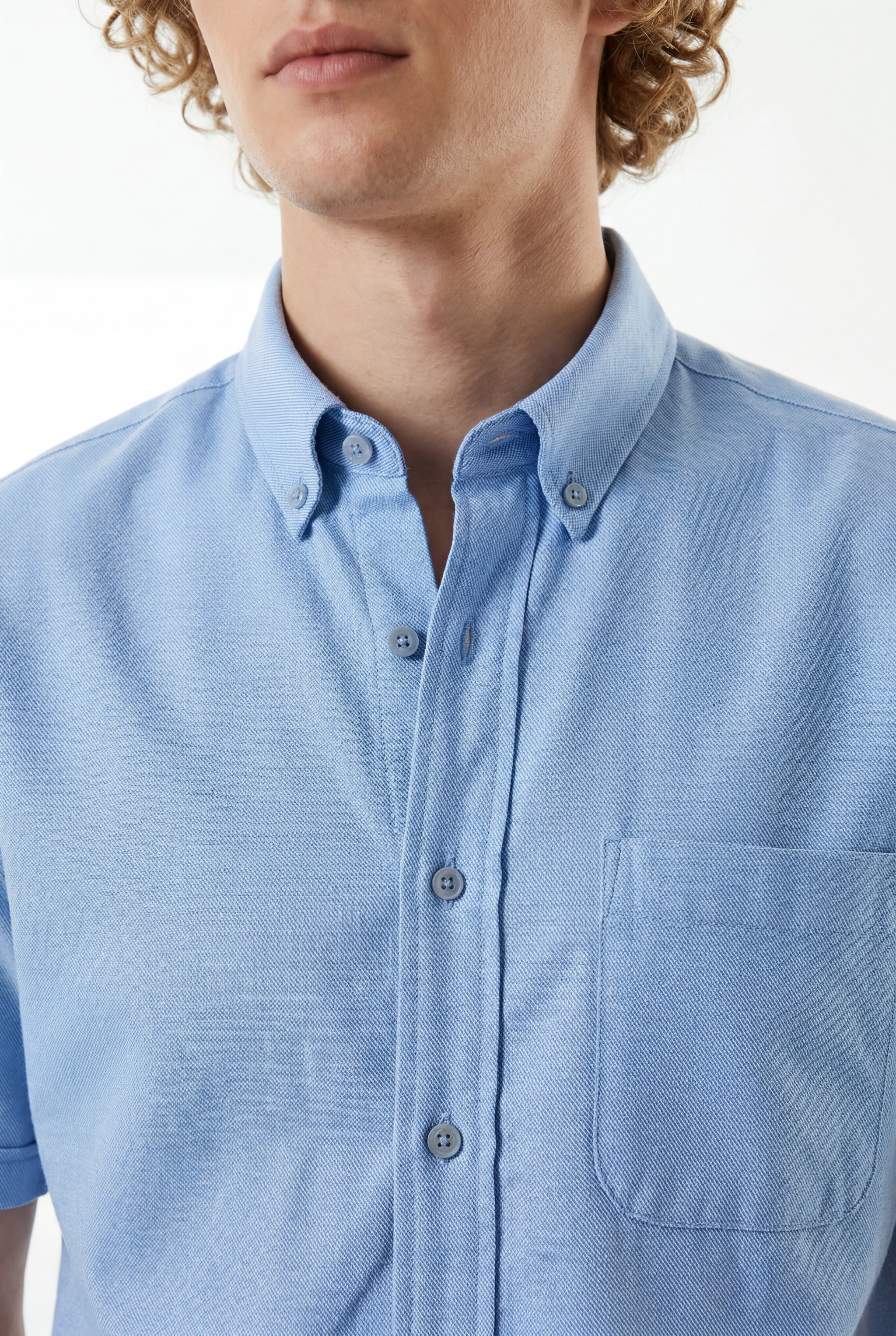 Cool Bee Premium Oxford Casual Half Shirt Blue for Men - Blue Premium Half Sleeve Oxford Shirt India - Lifestyle View