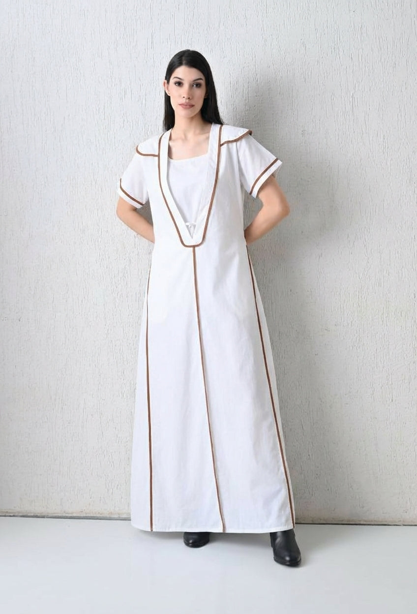 Monochrome Geometric Statement Dress White