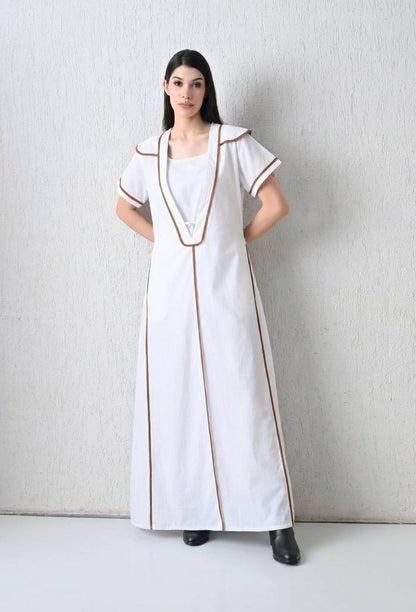 Monochrome Geometric Statement Dress White