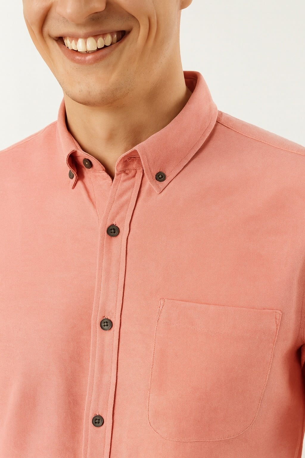 Cool Bee Premium Oxford Casual Half Shirt Peach for Men - Peach Premium Half Sleeve Oxford Shirt India - Lifestyle View