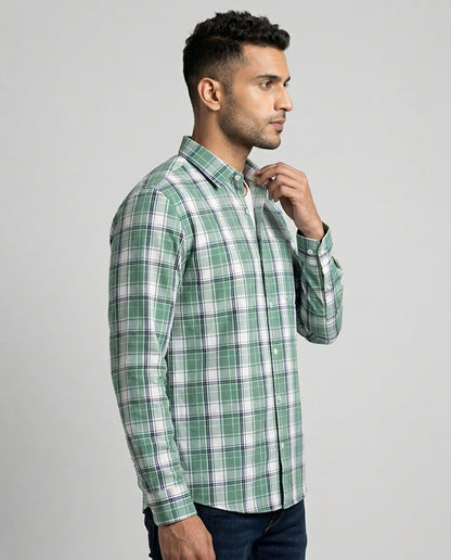 Highland Olive Windowpane  Check Shirt