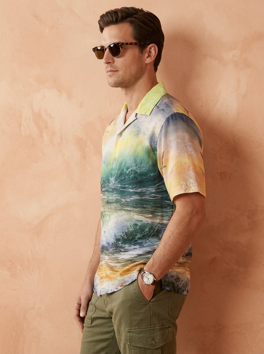 Cool Bee Botanical Tiger Canvas Shirt for Men - Premium Mercerised Cotton Spread Collar Shirt India - Lifestyle View
